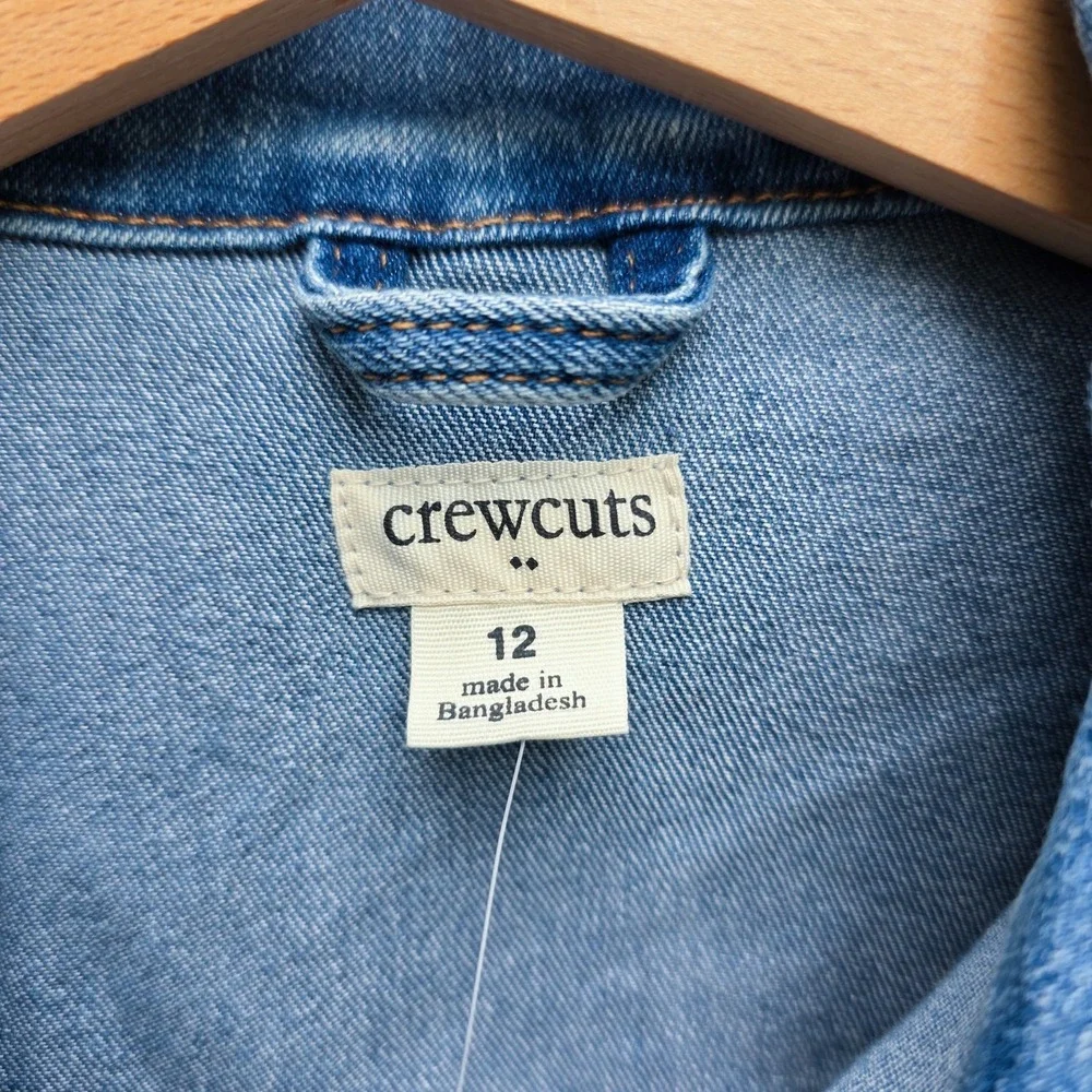 Crewcuts J.Crew Girls 12 Blue Denim Jean Jacket Casual School Camp Classic NWT - Picture 3 of 10